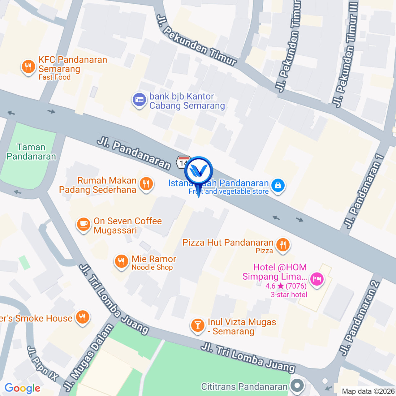 Peta Lokasi Jl. Pandanaran (Resto Seoul Palace), Semarang