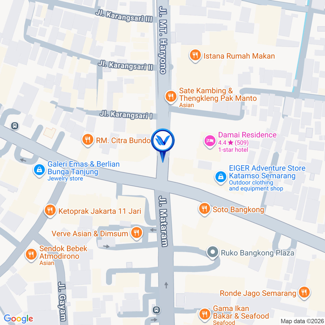Peta Lokasi Jl. A. Yani - MT. Haryono, Semarang