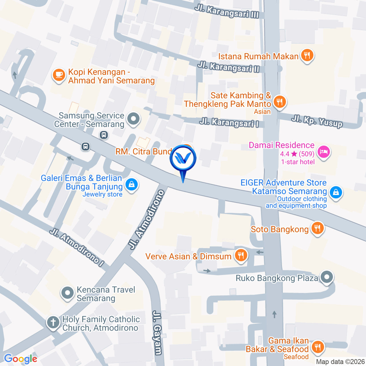 Peta Lokasi Jl. A. Yani (Depan RM. Citrabundo Perempatan Bangkong), Semarang