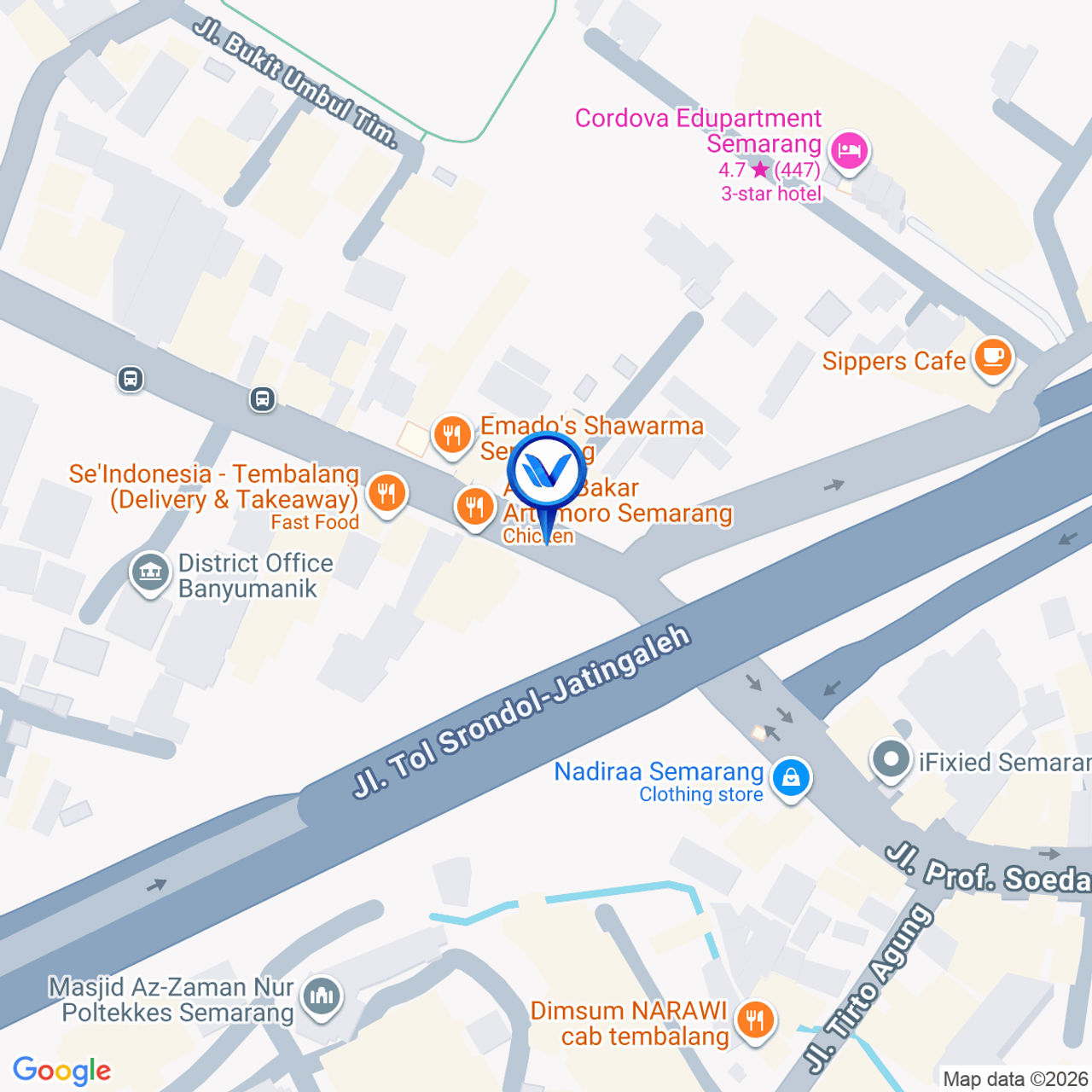 Peta Lokasi Jl. Prof. Sudarto (Pintu Masuk Tol Tembalang), Semarang