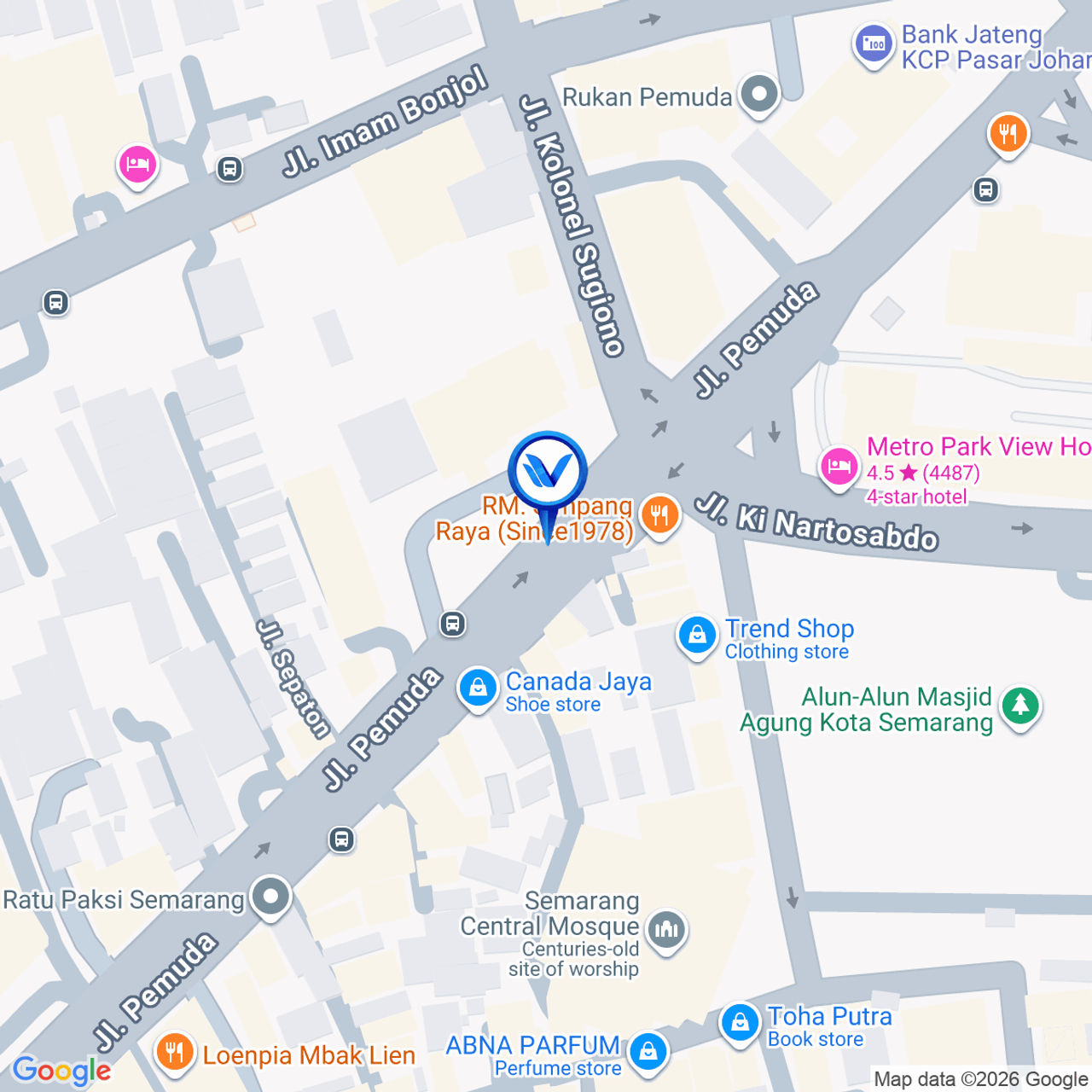 Peta Lokasi Jl. Pemuda, Johor (Depan Hotel Puri Dibyo), Semarang