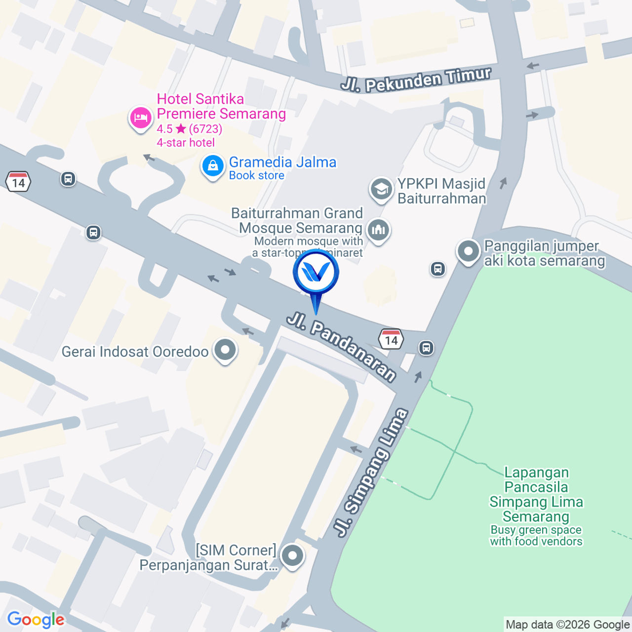 Peta Lokasi Jl. Pandanaran (JPO Kawasan Simpanglima), Semarang