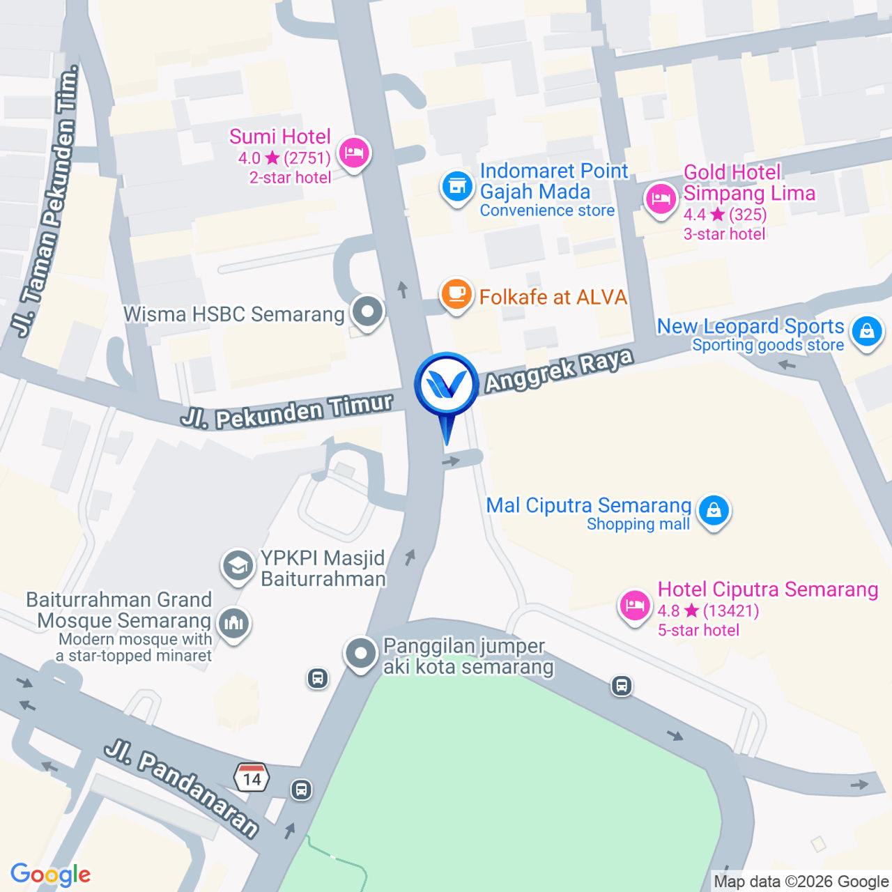 Peta Lokasi Jl. Gajahmada Depan Gate Mall Ciputra, Semarang