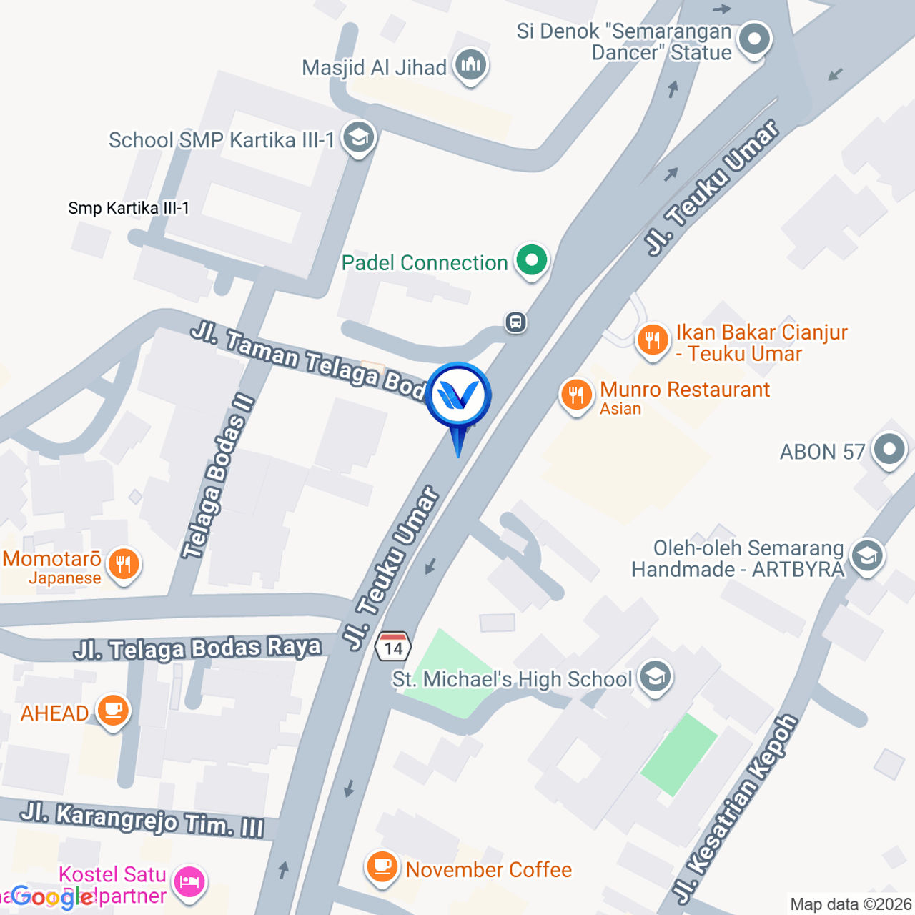 Peta Lokasi Jl. Teuku Umar (Tanjakan Kaliwiru - Pertigaan Telaga Bodas), Semarang