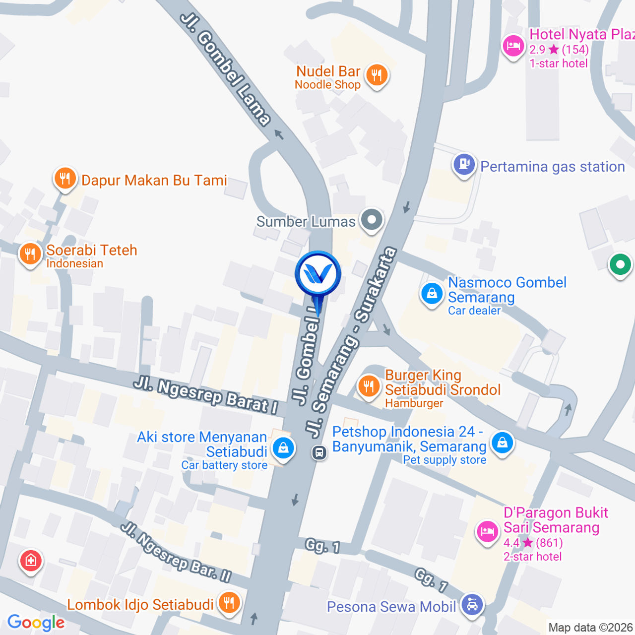 Peta Lokasi Jl. Setiabudi Pertigaan Burger King, Semarang