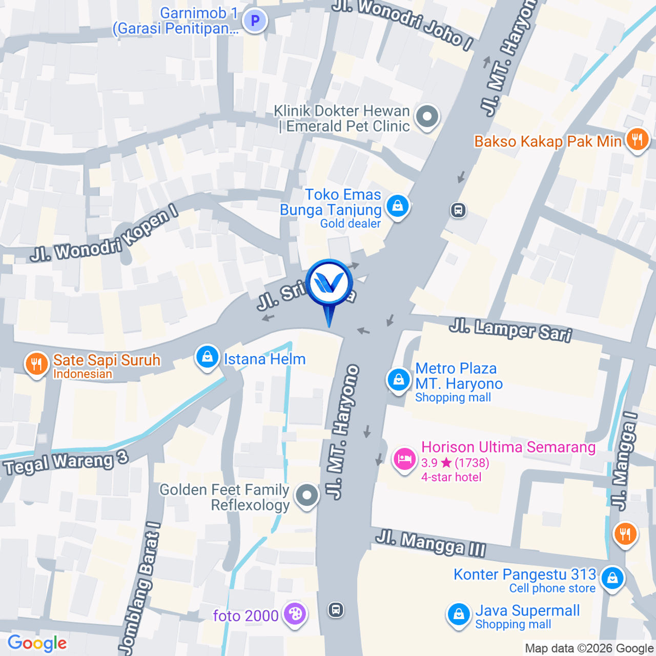 Peta Lokasi Jl. MT. Haryono (Perempatan Javamall), Semarang