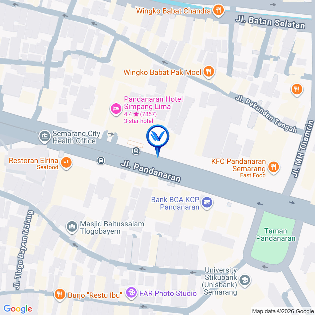 Peta Lokasi Jl. Pandanaran (Samping Agusta), Semarang