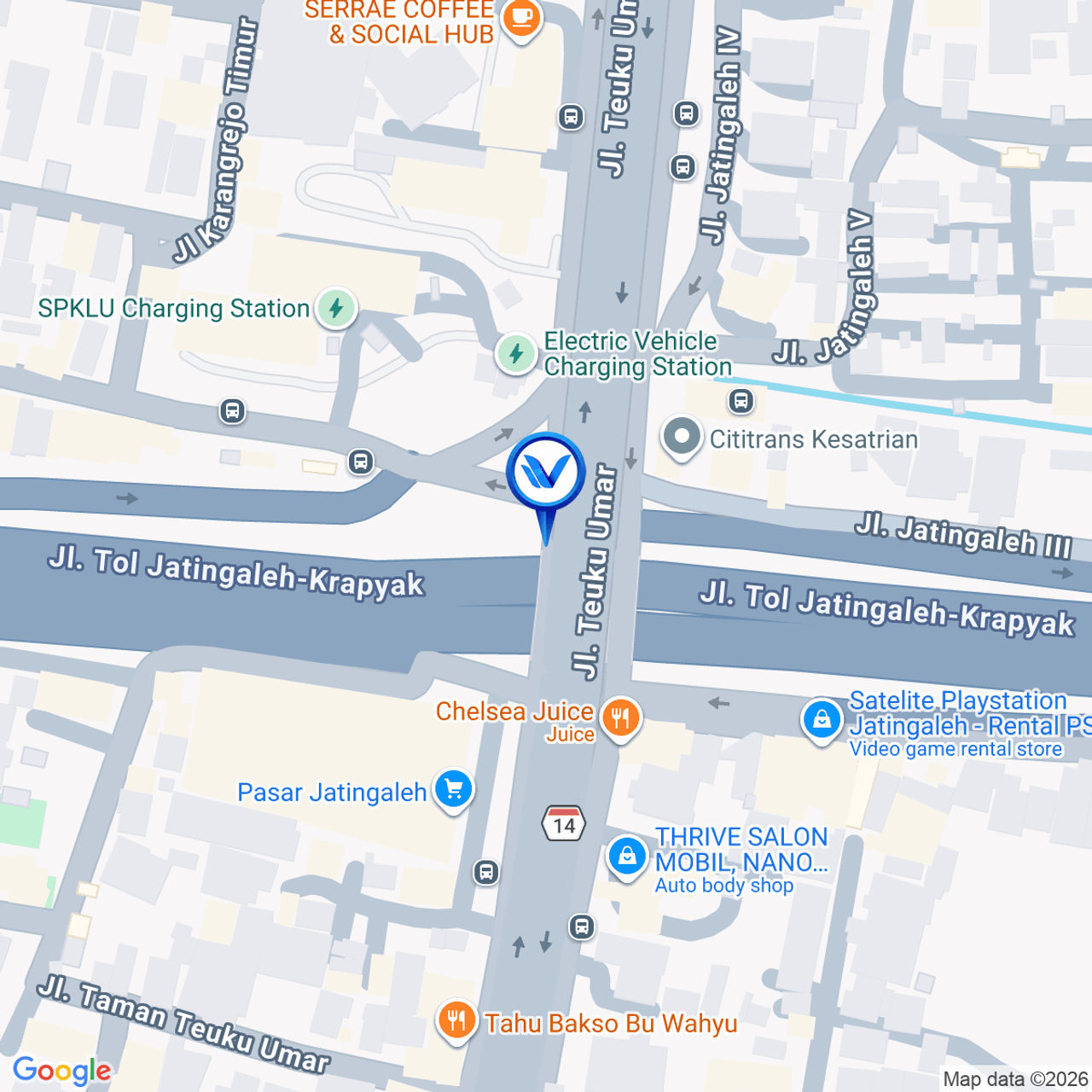 Peta Lokasi Jl. Teuku Umar Semarang (Ruas Tol Jatingaleh), Semarang