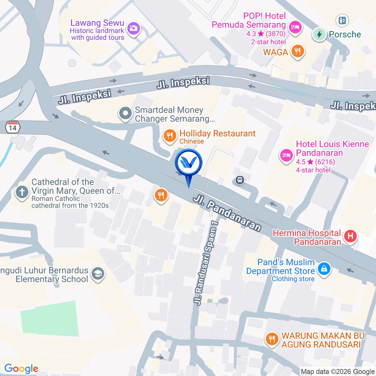 Peta Lokasi Jl. Pandanaran (Depan Holland Bakery Pusat Oleh - Oleh), Semarang