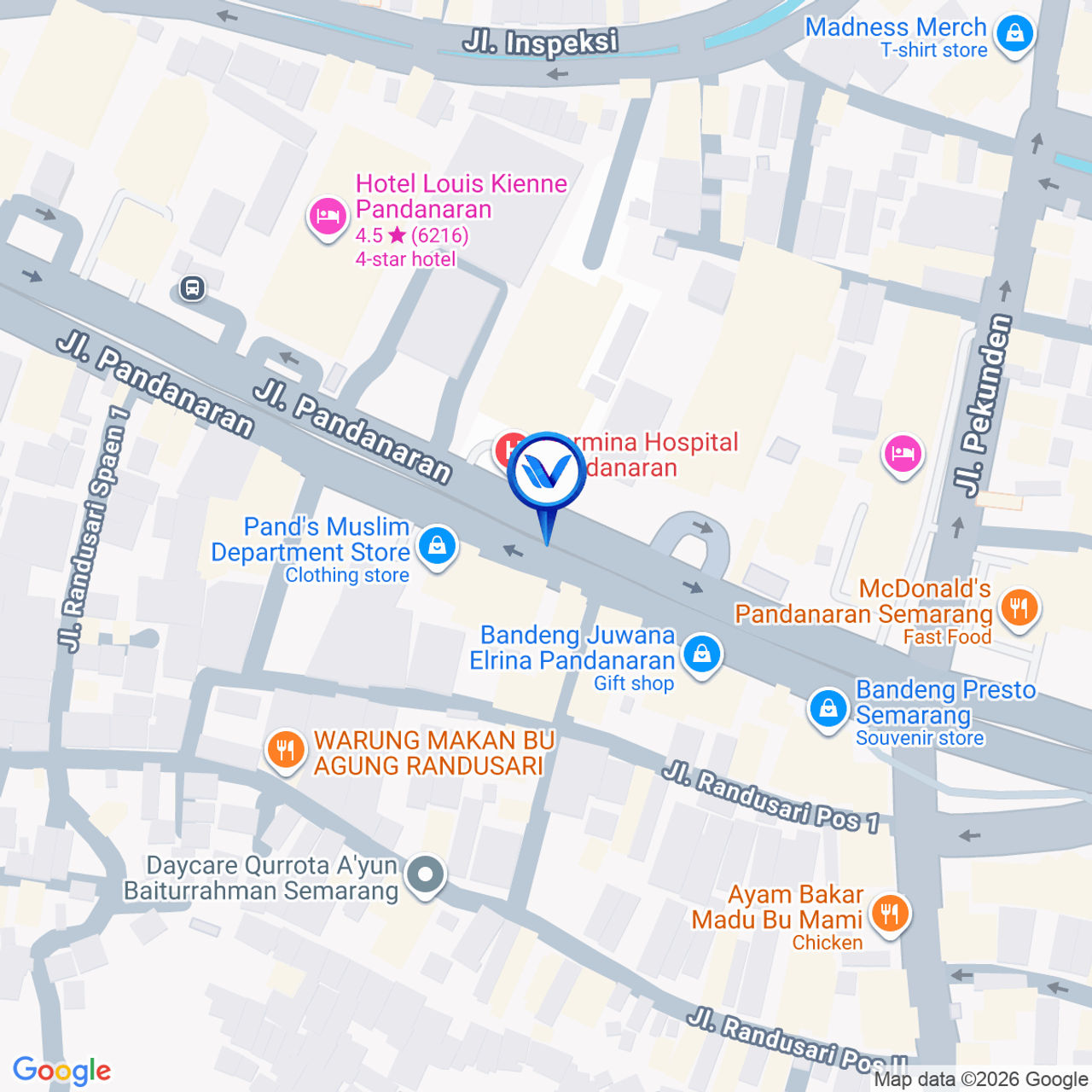 Peta Lokasi Jl. Pandanaran (HERMINA), Semarang