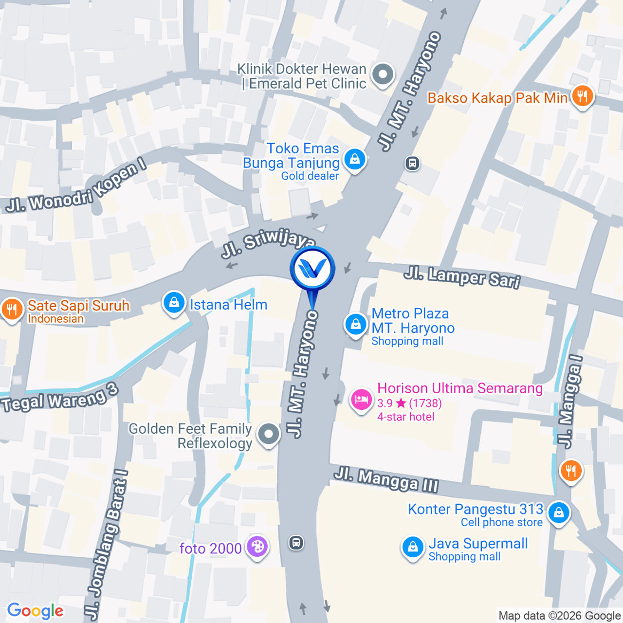 Peta Lokasi Jl. MT. Haryono (Perempatan Metro Plaza), Semarang