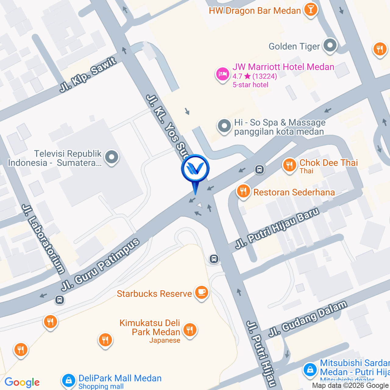 Peta Lokasi JL. PUTRI HIJAU (DEPAN DELIPARK & JW MARRIOTT), MEDAN