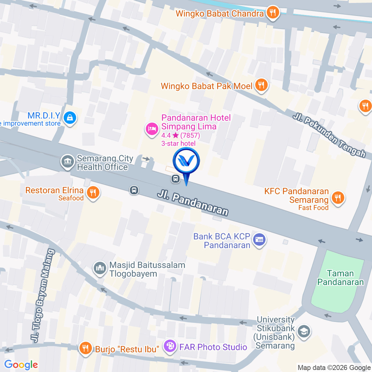Peta Lokasi Jl. Pandanaran (Agusta), Semarang
