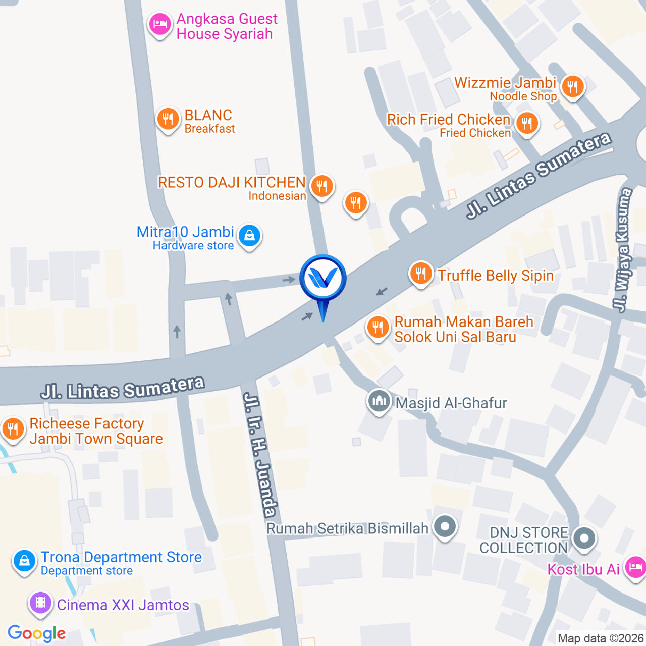 Peta Lokasi JL. BAKARUDIN, SIMPANG MAYANG, DEKAT BUNDARAN, JAMBI