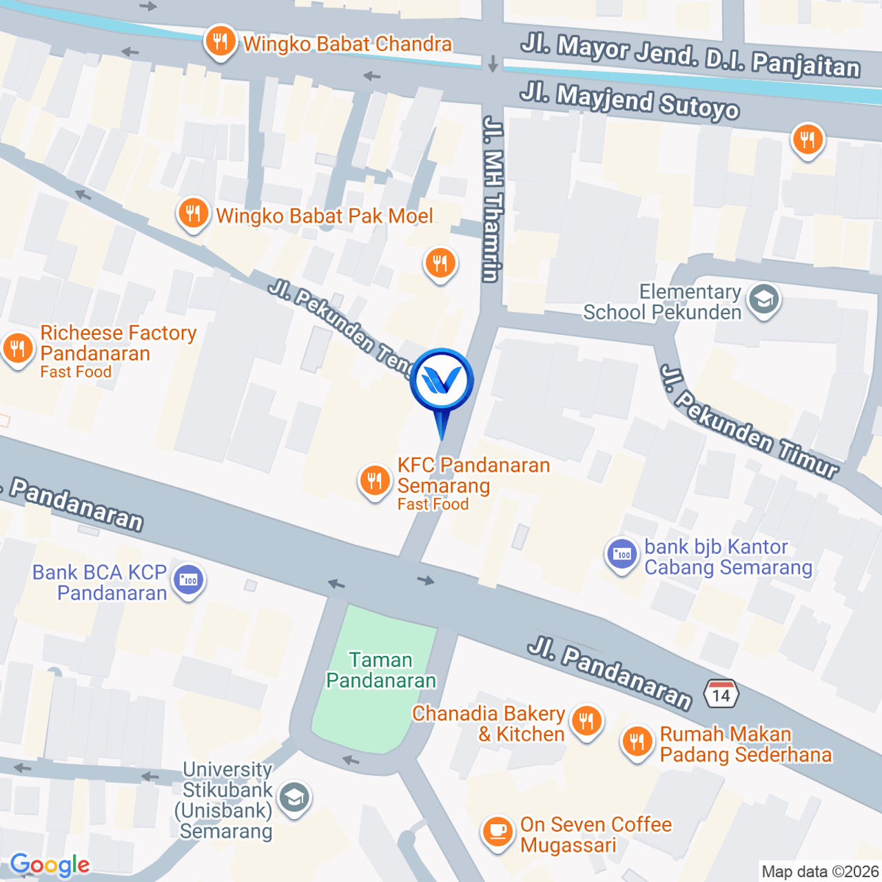 Peta Lokasi Jl. Thamrin (Utara Taman Pandanaran), Semarang