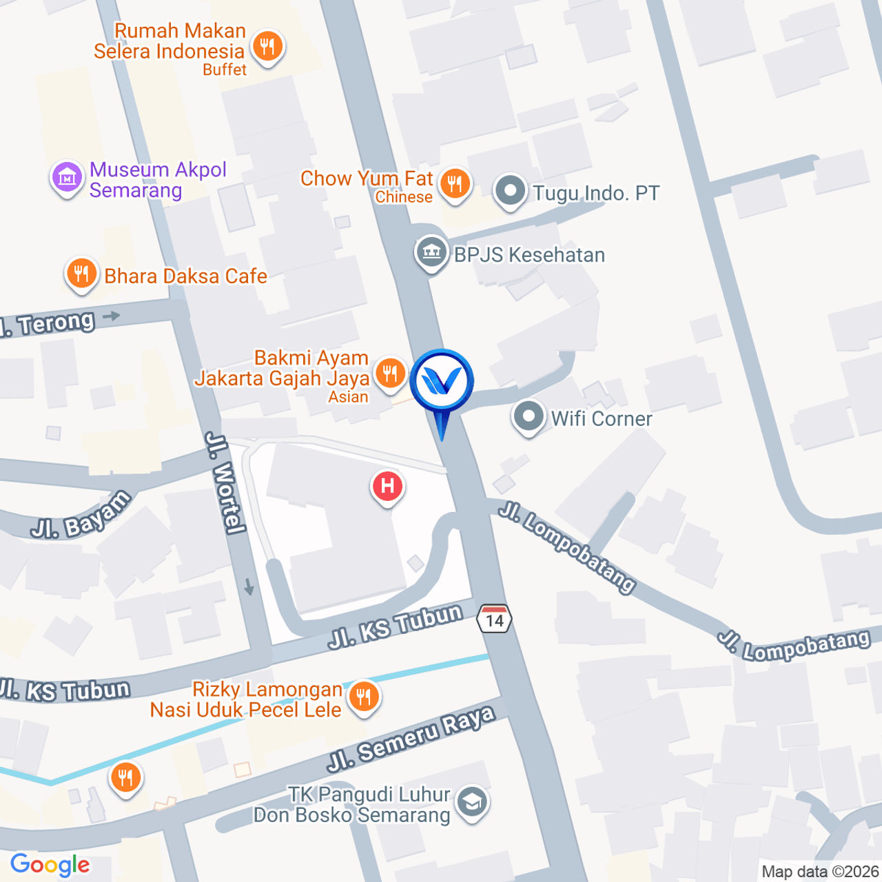 Peta Lokasi Jl. Sultan Agung (Depan Bakmi Gajah), Semarang