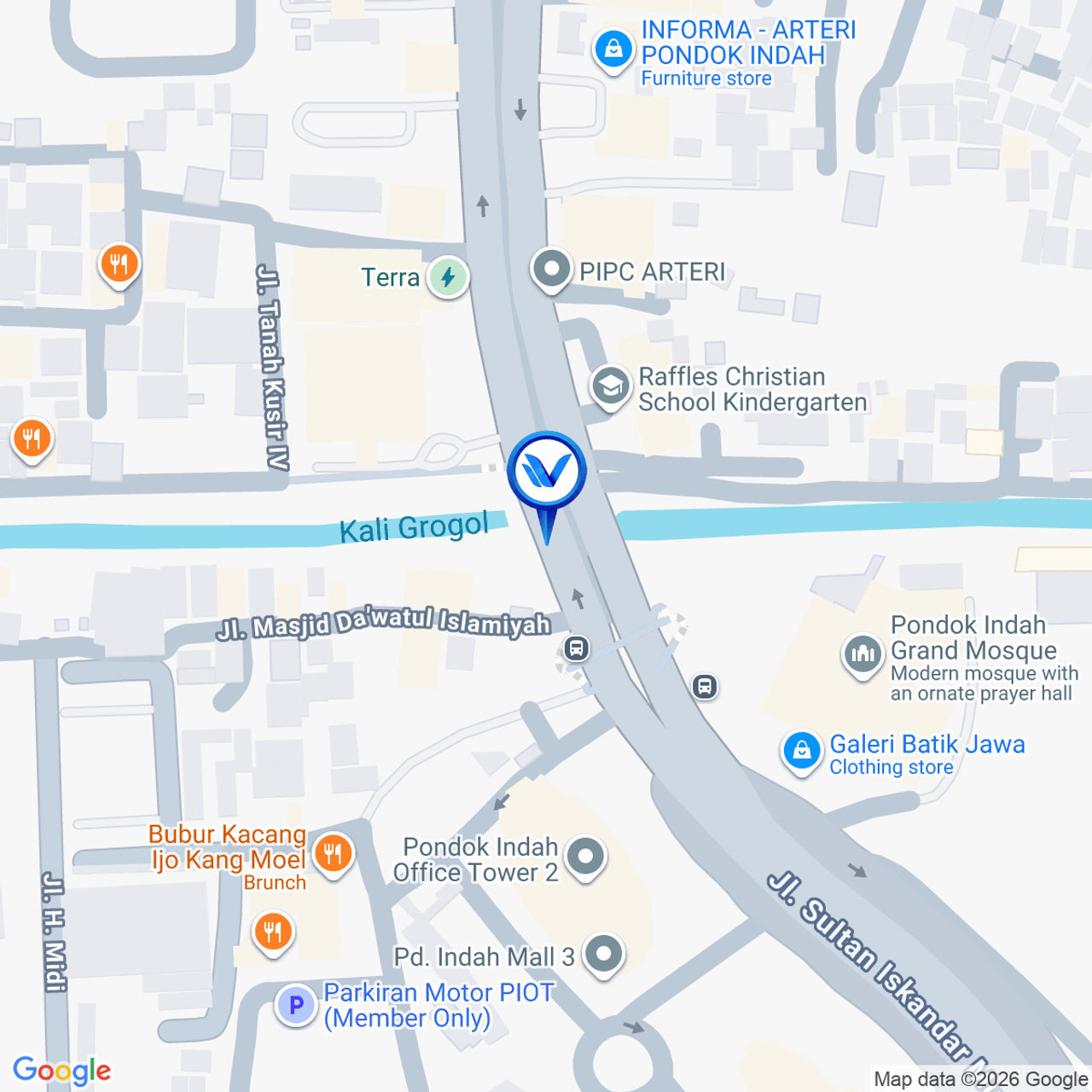 Peta Lokasi Jl. Sultan Iskandar Muda, Jakarta Selatan