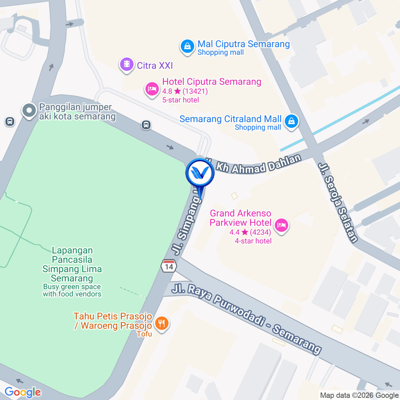 Peta Lokasi Jl. Simpanglima - Semarang (Dinding Matahari Departemen Store), Semarang