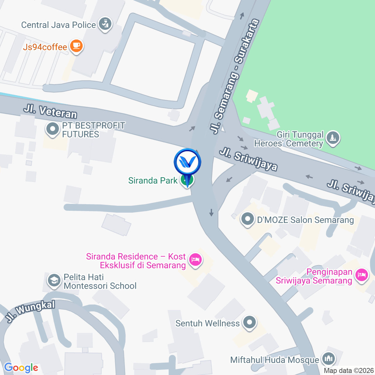 Peta Lokasi LED TAMAN SIRANDA SEMARANG Jl. Diponegoro, Semarang