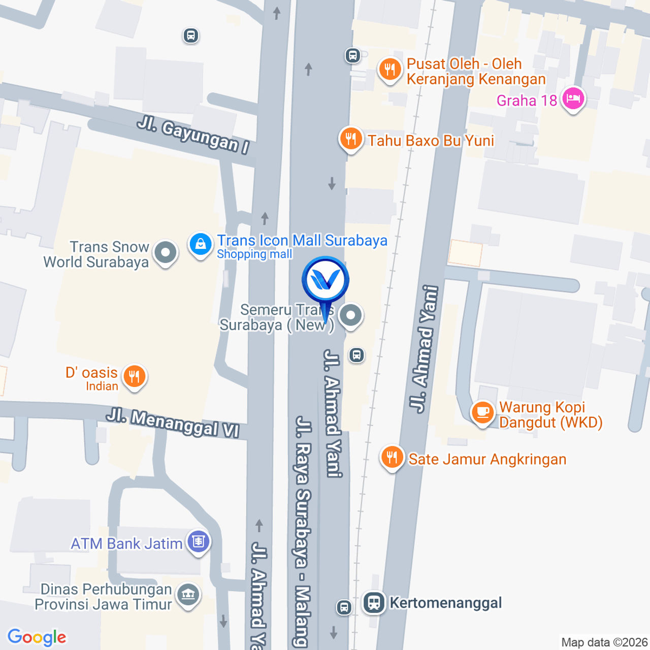 Peta Lokasi Jl. A. Yani (TK. Venetta Ink), Surabaya