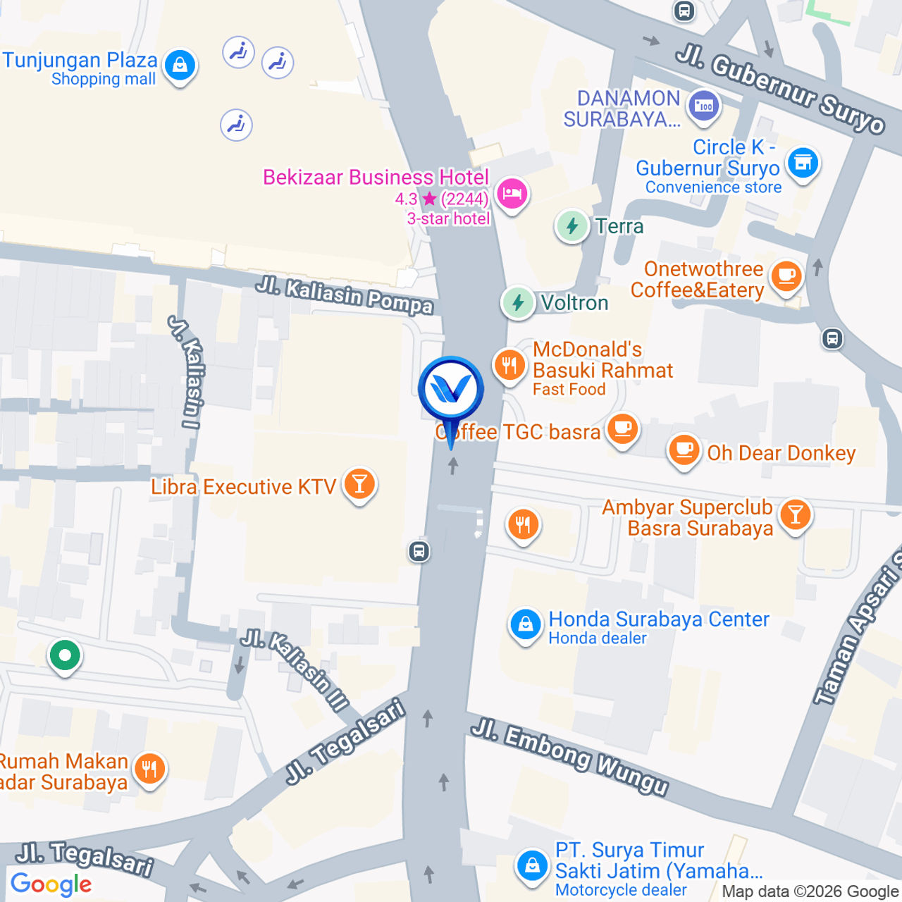 Peta Lokasi Jl. Basuki Rahmat 16-18 (Ranch Market), Surabaya
