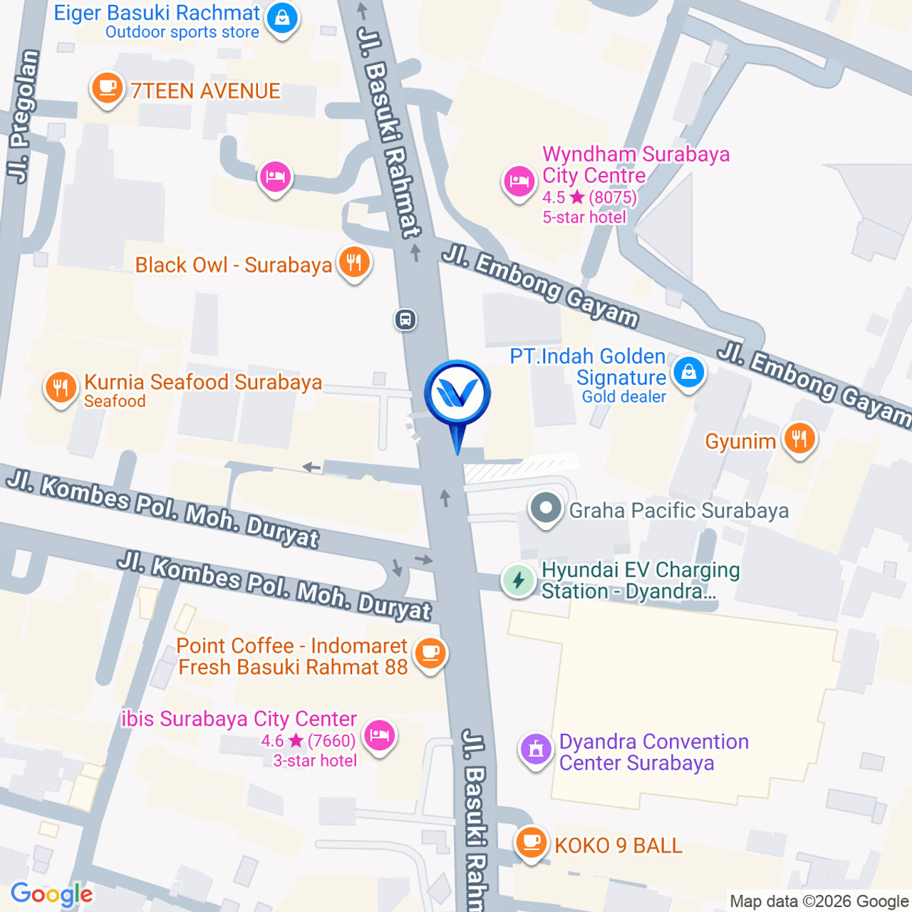 Peta Lokasi Jl. Basuki Rahmat 81 (Dekat Dunkin Donut), Surabaya