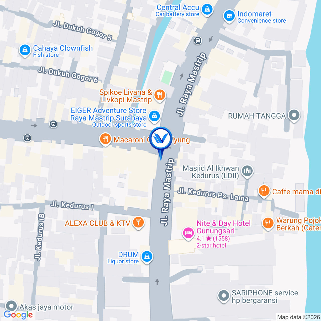 Peta Lokasi Pertigaan Jl. Mastrip - Wiyung, Surabaya