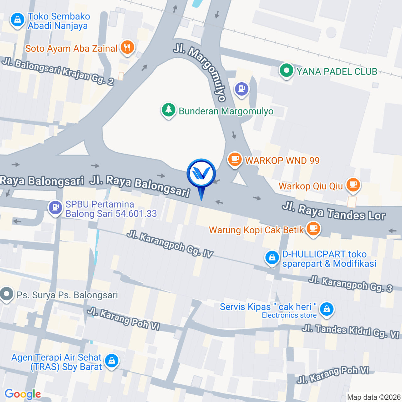 Peta Lokasi Jl. Raya Tandes Bundaran Margomulyo, Surabaya