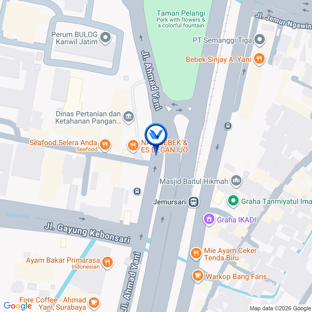 Peta Lokasi JPO Jl. A. Yani (Dekat Taman Pelangi), Surabaya