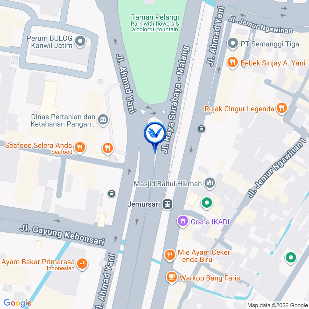 Peta Lokasi JPO Jl. A. Yani (Dekat Taman Pelangi), Surabaya