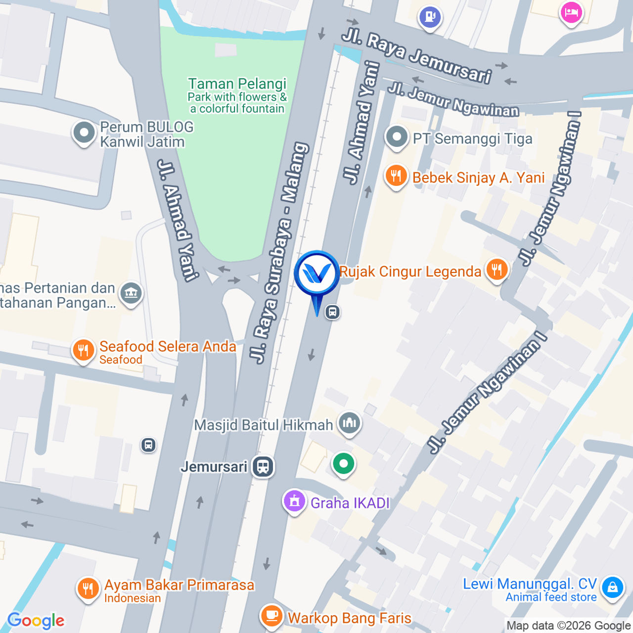 Peta Lokasi JPO Jl. A. Yani (Dekat Taman Pelangi), Surabaya
