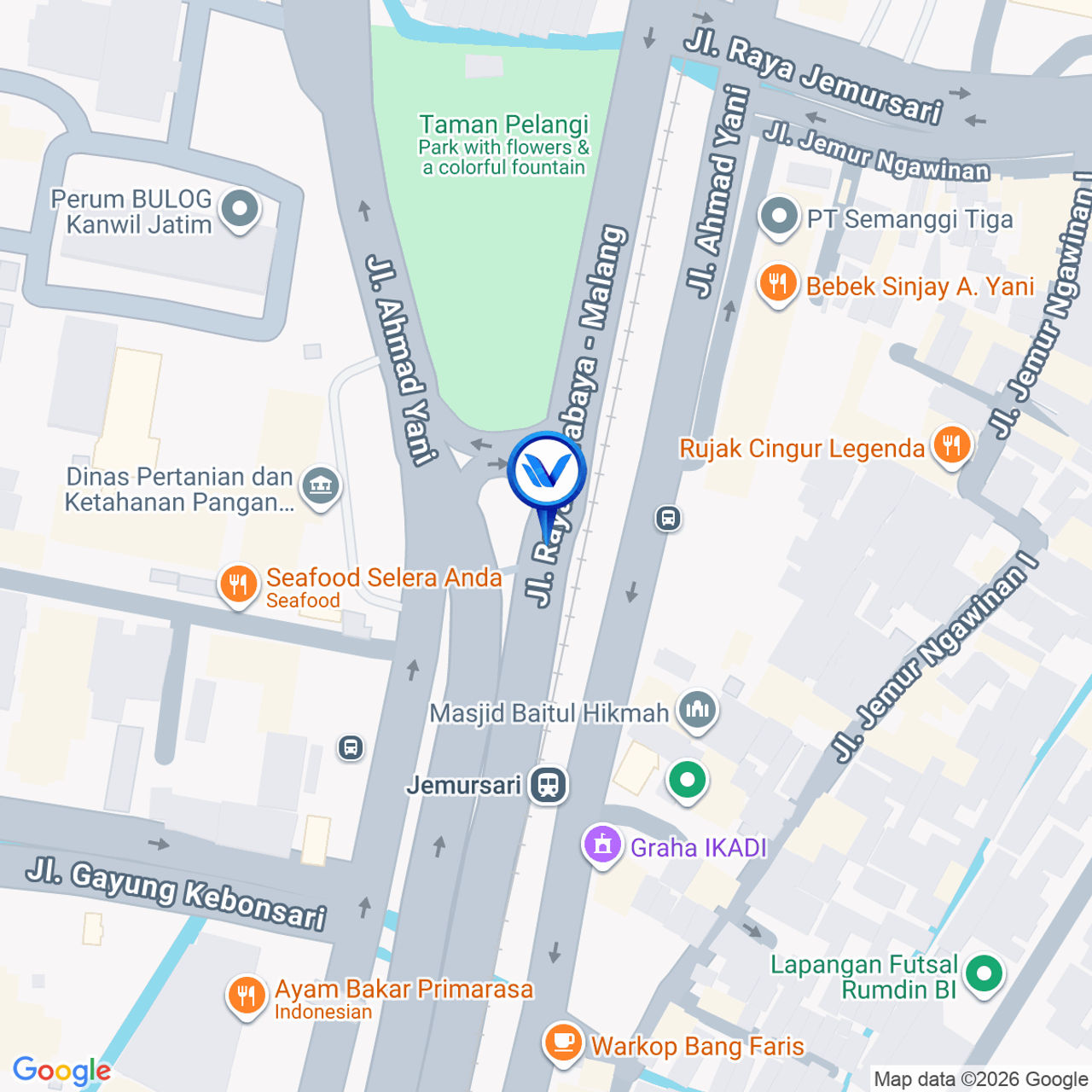 Peta Lokasi JPO Jl. A. Yani (Dekat Taman Pelangi), Surabaya