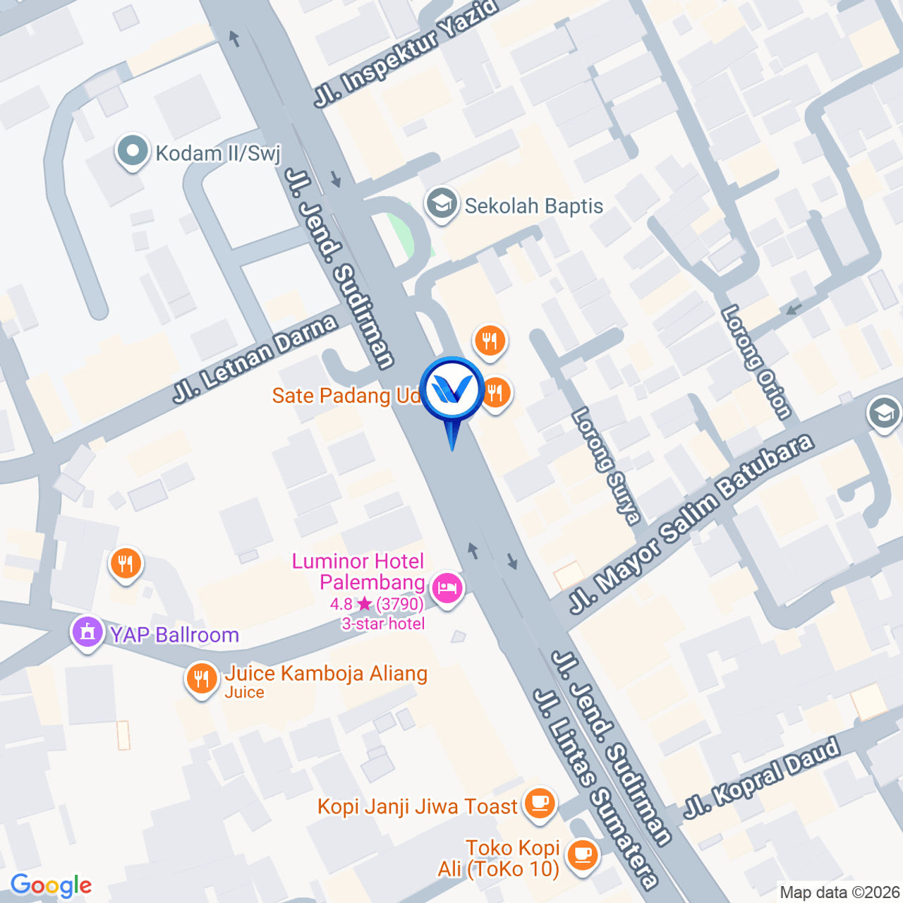 Peta Lokasi JL. JEND. SUDIRMAN (SIMPANG SKIP / DEKAT KODAM), PALEMBANG