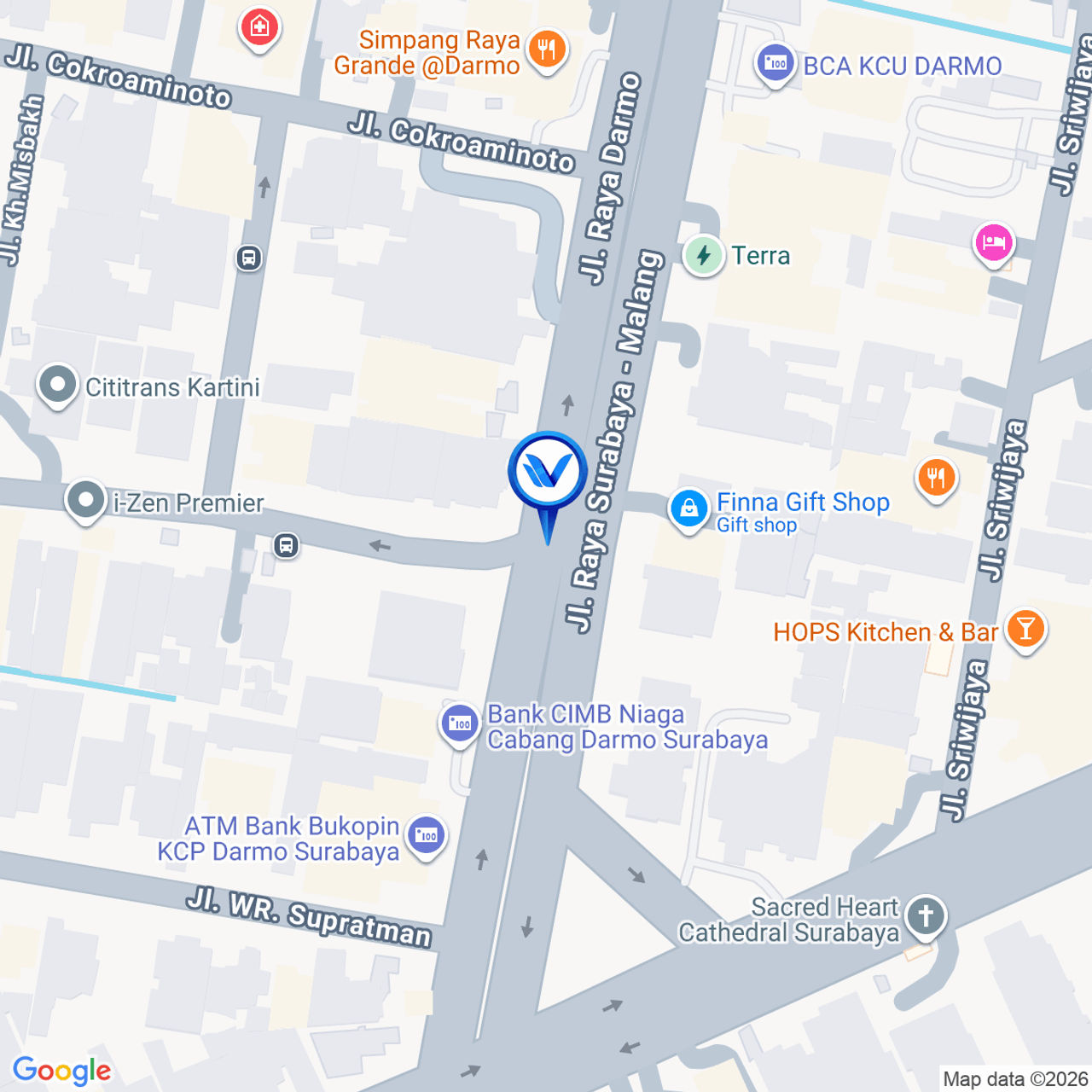 Peta Lokasi Jl. Darmo (Pertigaan Darmo - Kartini), Surabaya