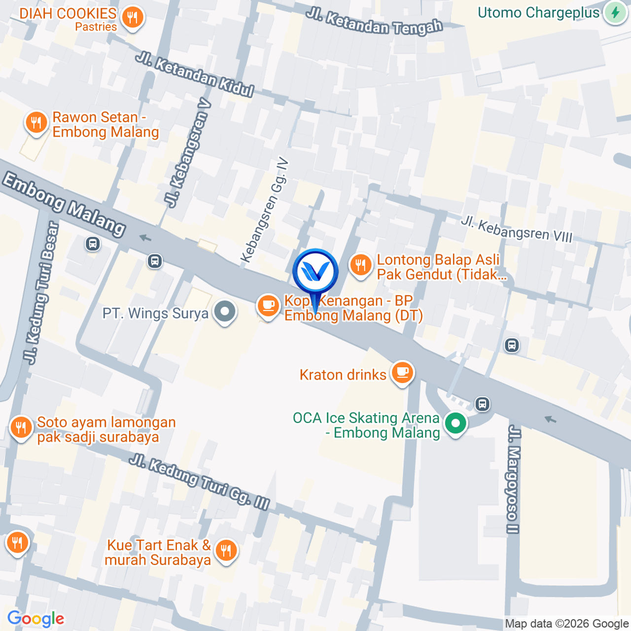 Peta Lokasi Jl. Embong Malang (Sebelah Menara Masjid), Surabaya