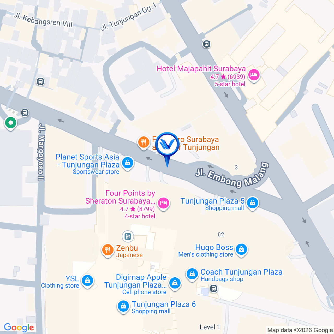 Peta Lokasi Jl. Embong Malang (Depan Mall Tunjungan Plaza 6), Surabaya