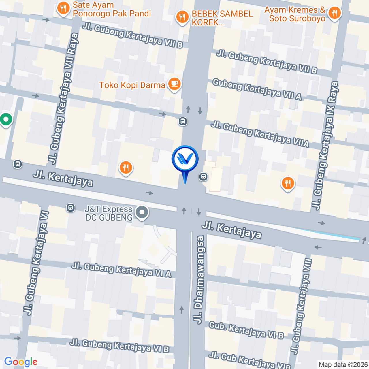 Peta Lokasi Perempatan Jl. Kertajaya - Jl. Pucang, Surabaya
