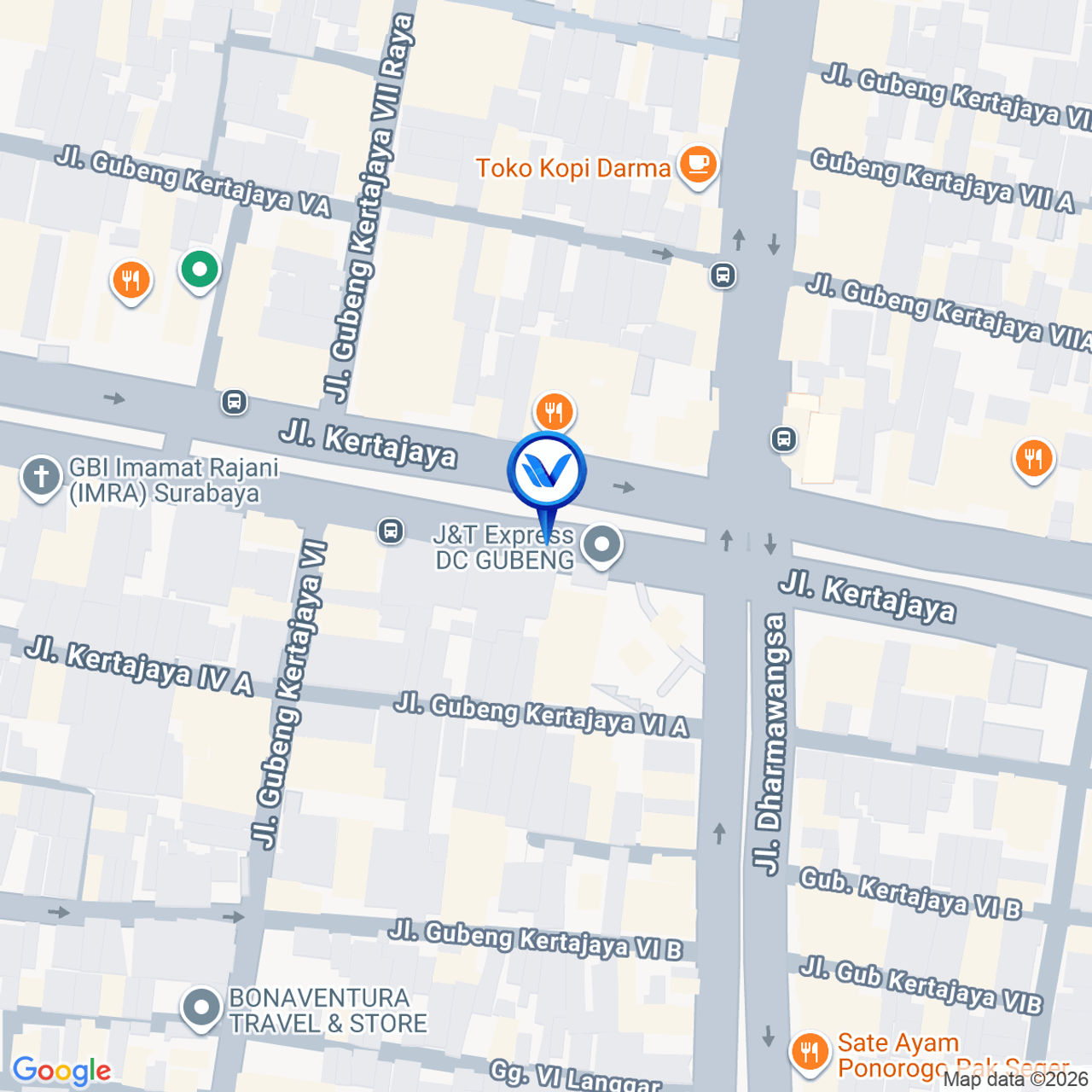 Peta Lokasi Perempatan Jl. Kertajaya - Dharmawangsa, Surabaya