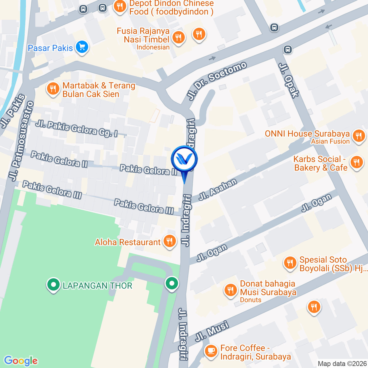Peta Lokasi Jl. Indragiri (B), Surabaya