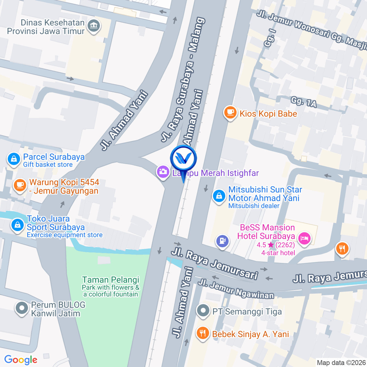 Peta Lokasi Jl. A. Yani, Surabaya
