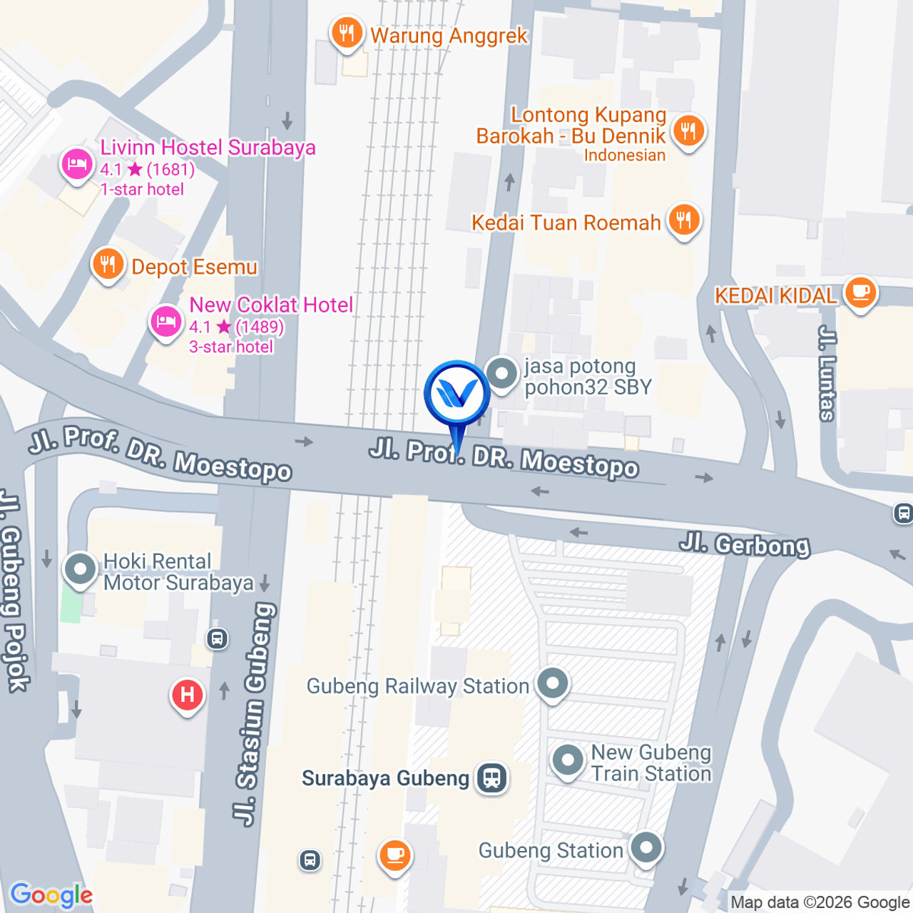 Peta Lokasi Jl. Dr. Mustopo - Gubeng, Surabaya