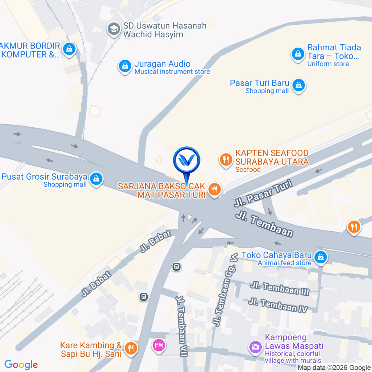 Peta Lokasi Perempatan Jl. Raya Dupak - Jl. Semarang (Depan PS. Turi - PGS), Surabaya