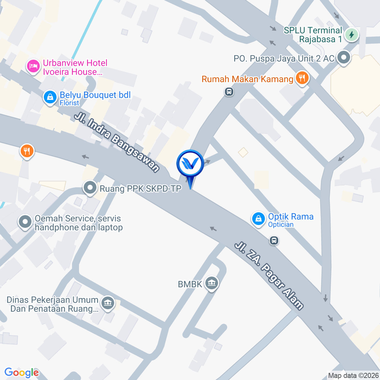 Peta Lokasi JL. ZA. PAGAR ALAM (TERMINAL RAJABASA), RAJABASA, KOTA BANDAR LAMPUNG