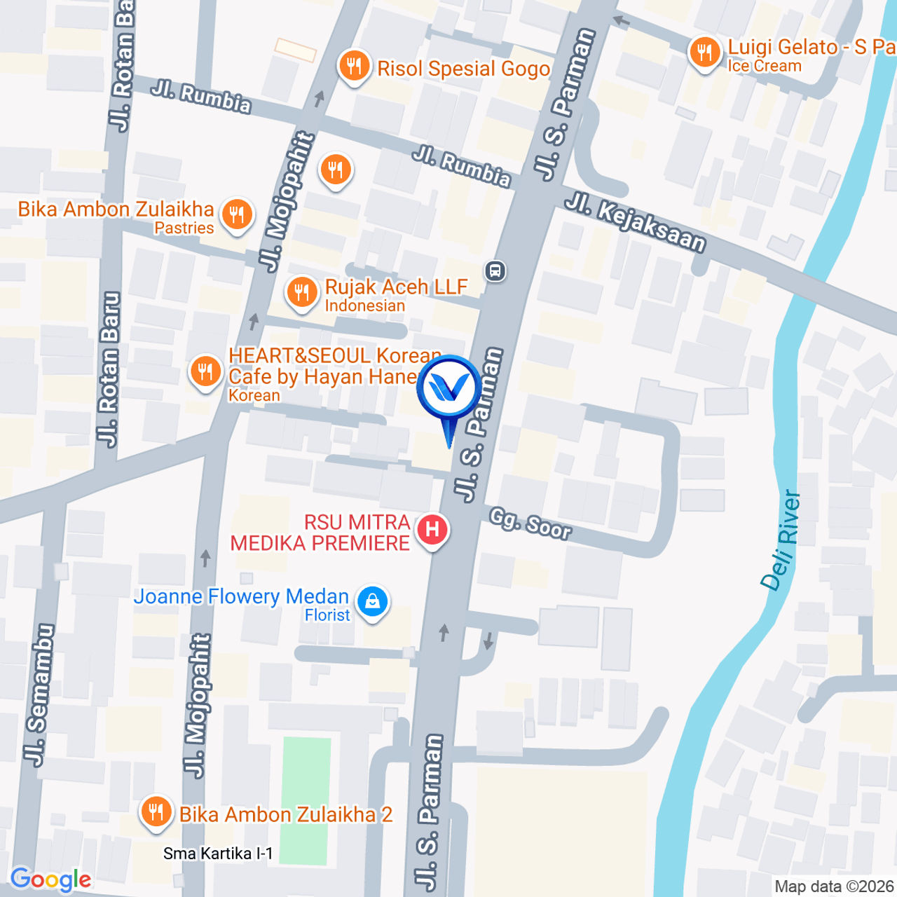 Peta Lokasi Jl. S Parman (Crystal Palace), Medan