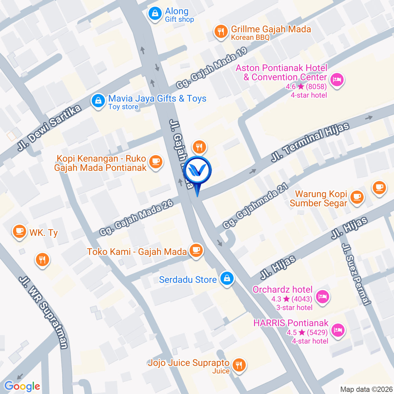 Peta Lokasi JL. Gajahmada, Pontianak