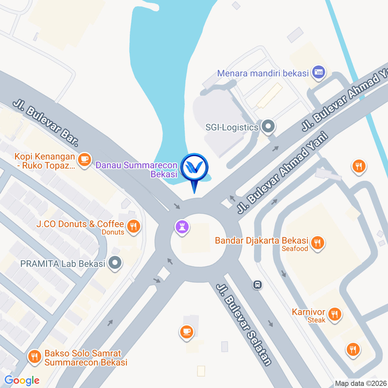 Peta Lokasi JL. BULEVAR AHMAD YANI (DEPAN PLAZA SUMMARECON BEKASI), BEKASI