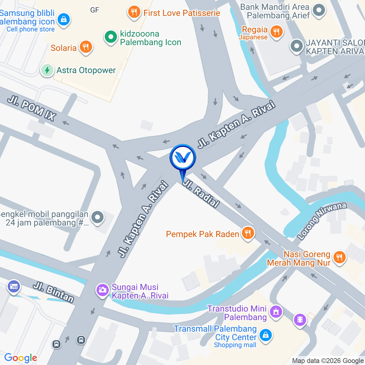 Peta Lokasi JL. KAPTEN RIVAI (TAMAN SIMPANG LIMA ICON), PALEMBANG