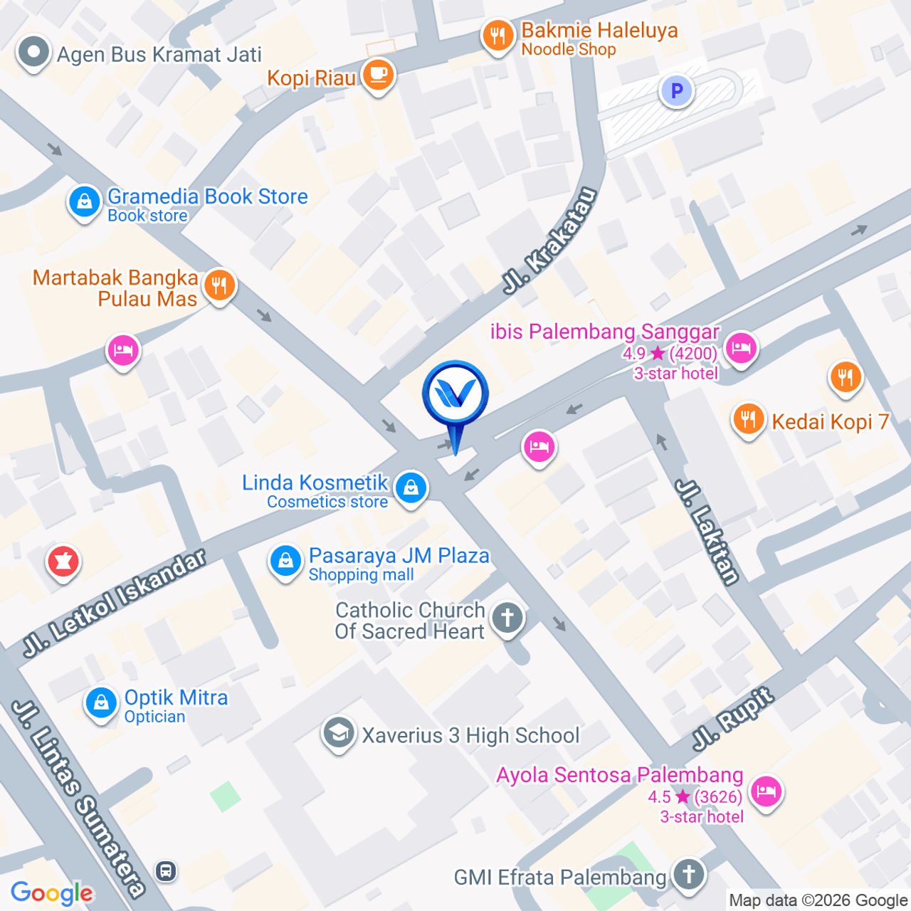 Peta Lokasi Jl. Letkol Iskandar (Gedung Hotel Azzura), Palembang