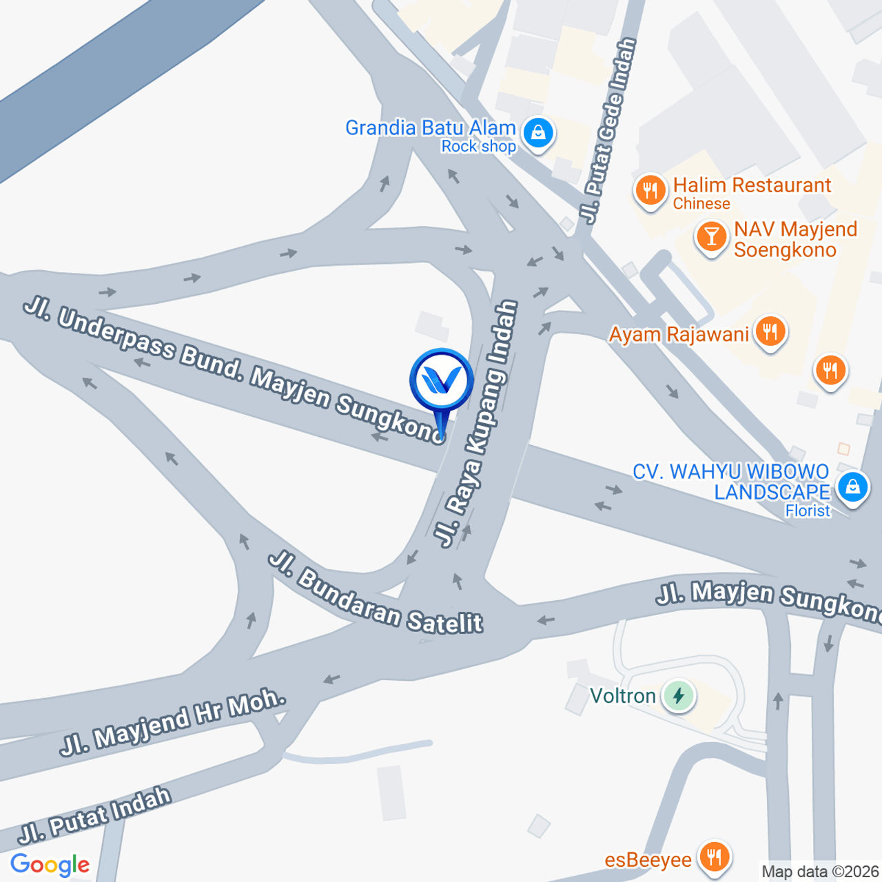 Peta Lokasi Underpass Mayjend Sungkono (Jembatan - Overpass), Surabaya