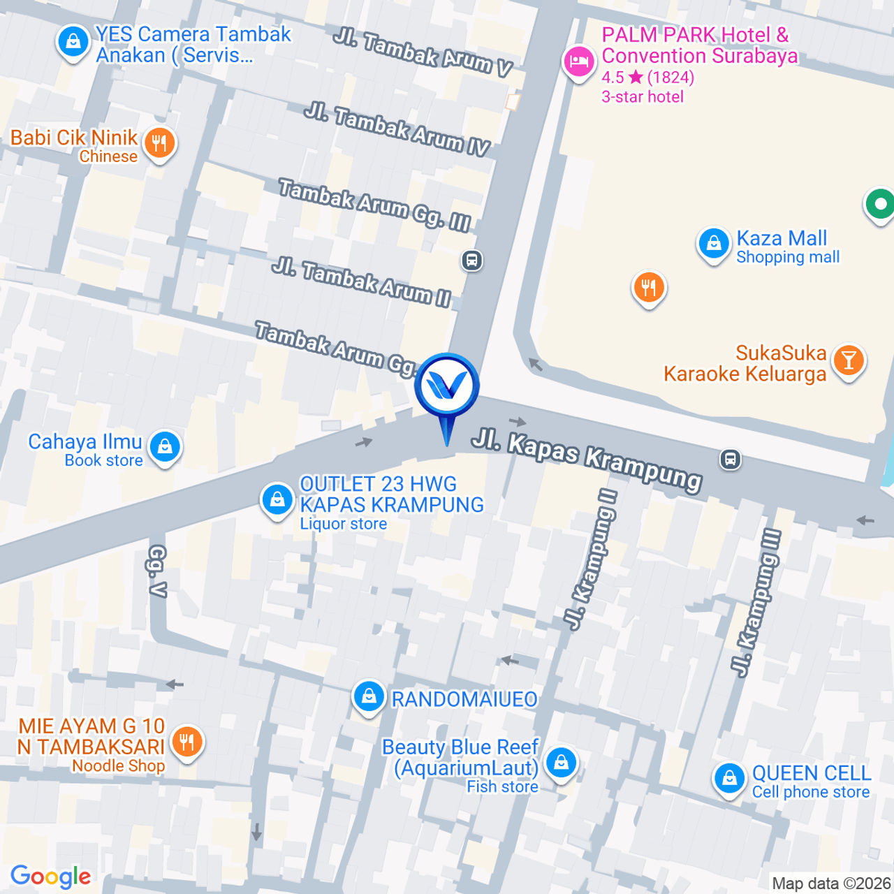 Peta Lokasi Pertigaan Jl. Kapas Krampung - Jl. Tambakrejo (KAZA CITY- PLAZA), Surabaya